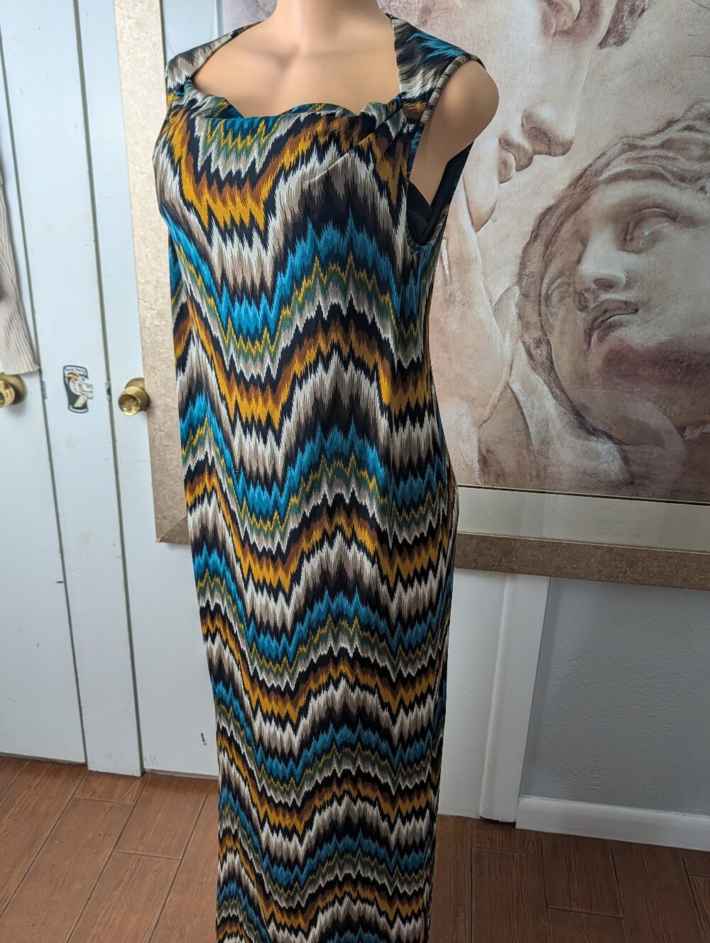Nine West multicolor chevron maxi dress Size 8